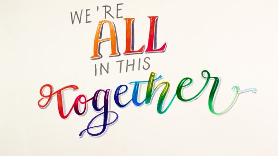 hand lettering, paper, watercolor
